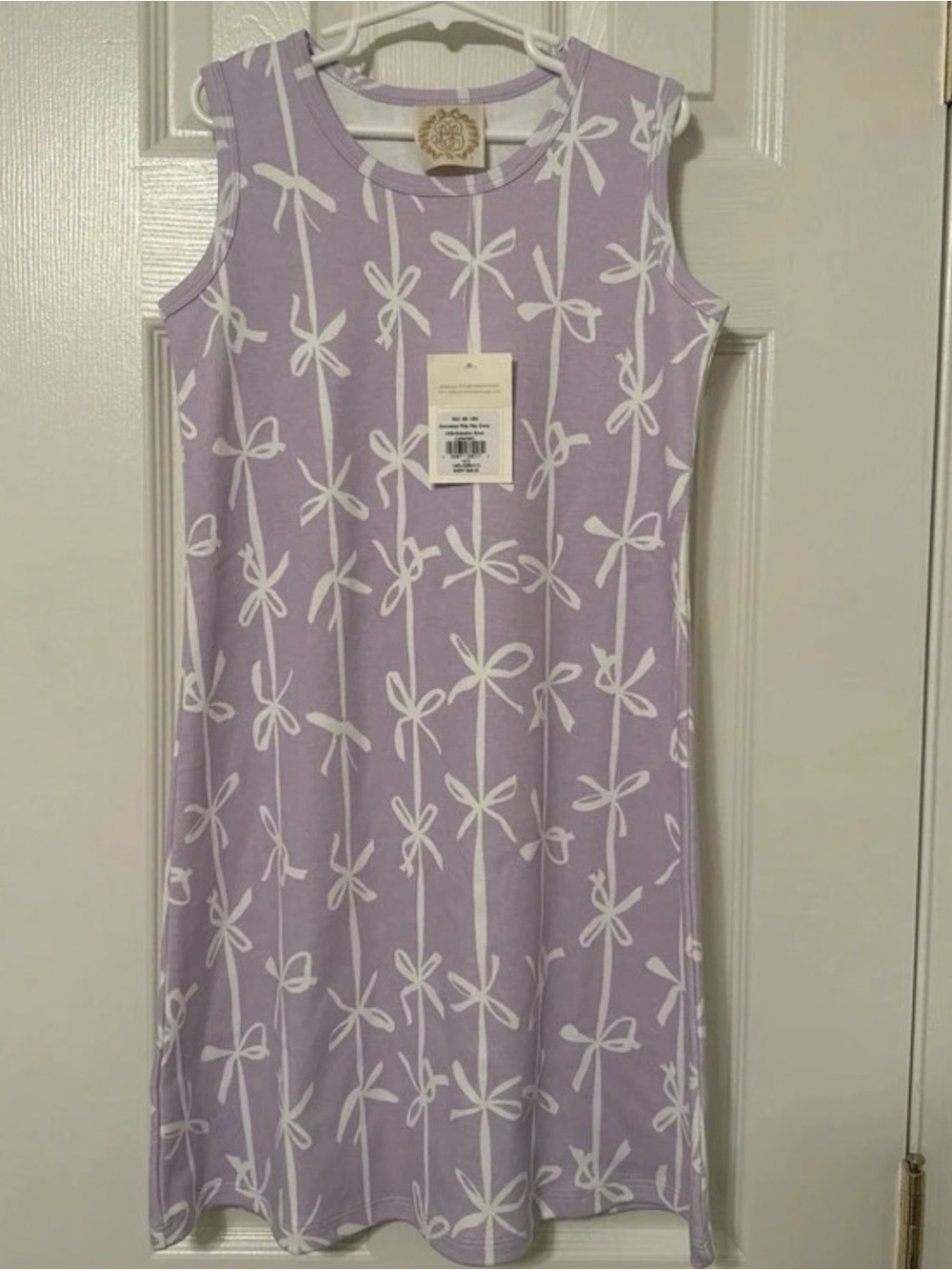 Beaufort Bonnet Girls' Lavender Bow Print Sleeveless Dress, NWT, size 10